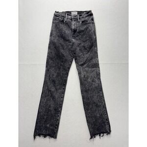 FRAME Le Sylvie Slender Straight Jeans Womens 26 Gray Charcoal Wash Raw Hem